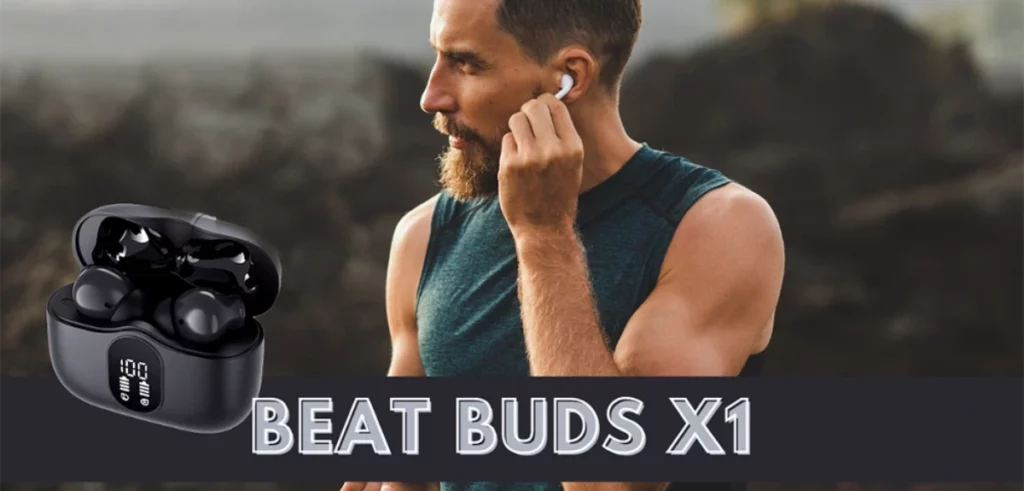 Guy playing his playlist with BeatBuds X1